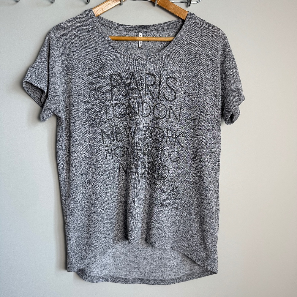 Soyaconcept Women's Short Sleeve T-Shirt Lightweight High/Low Marled Gray M